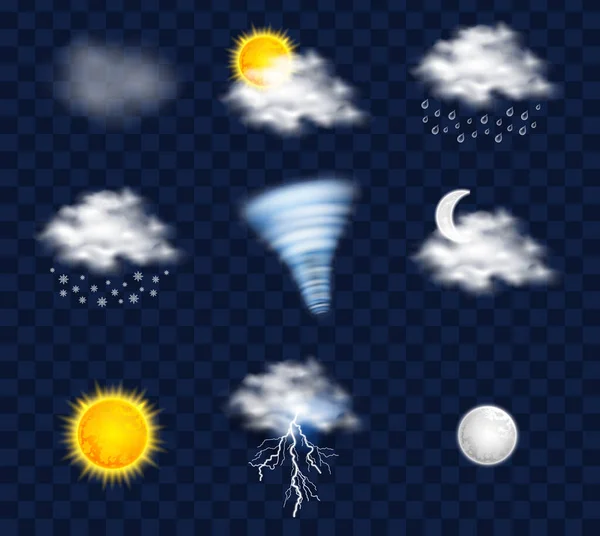 Погодні реалістичні піктограми — стоковий вектор