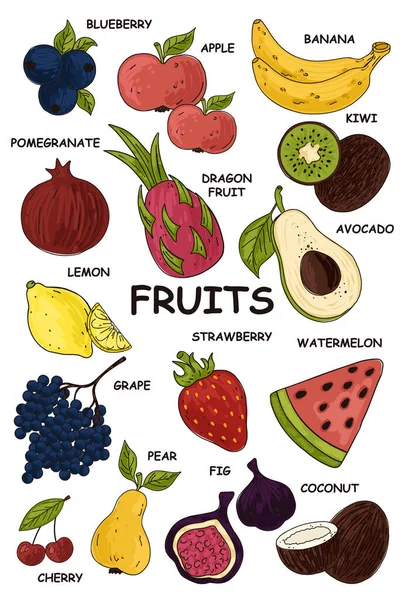 Juego de vectores de frutas — Vector de stock