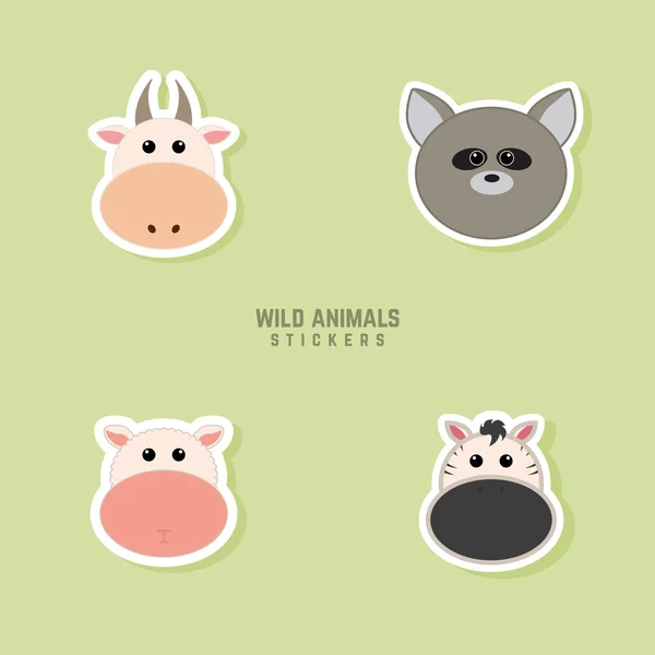 Cute animals Faces — Stock Vector