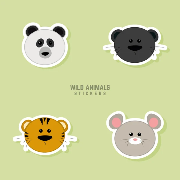 Animales lindos caras — Vector de stock