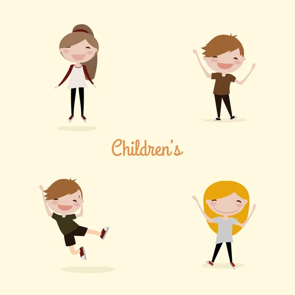 Lindos niños de dibujos animados — Vector de stock