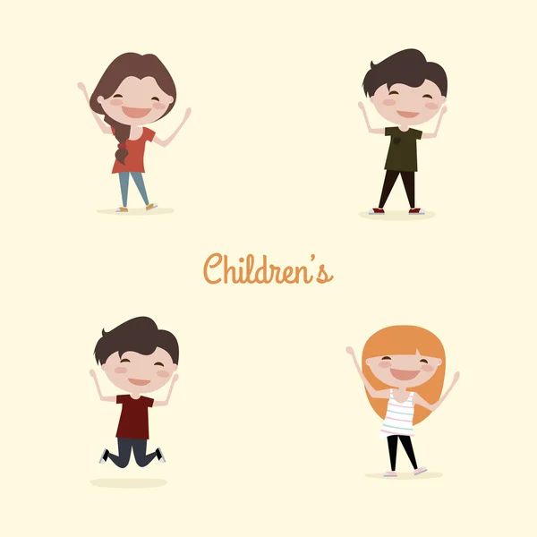 귀여운 만화 아이 들 — 스톡 벡터