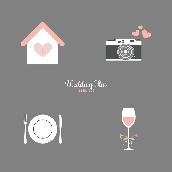 Cute Wedding Objects — Stock Vector