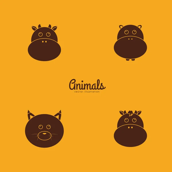 Lindos animales siluetas — Vector de stock