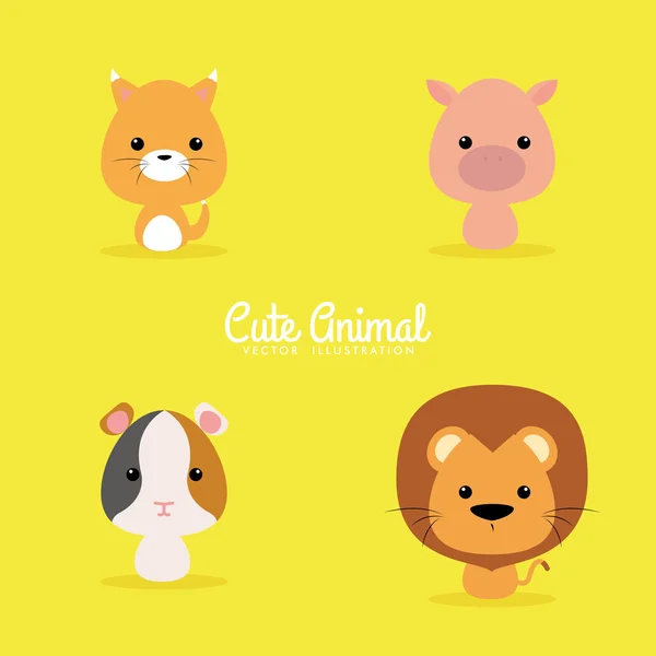 Cute Cartoon Wild Animals — Stock Vector