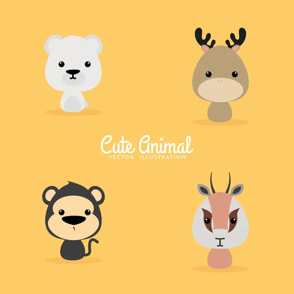 Animales salvajes de dibujos animados lindo — Vector de stock