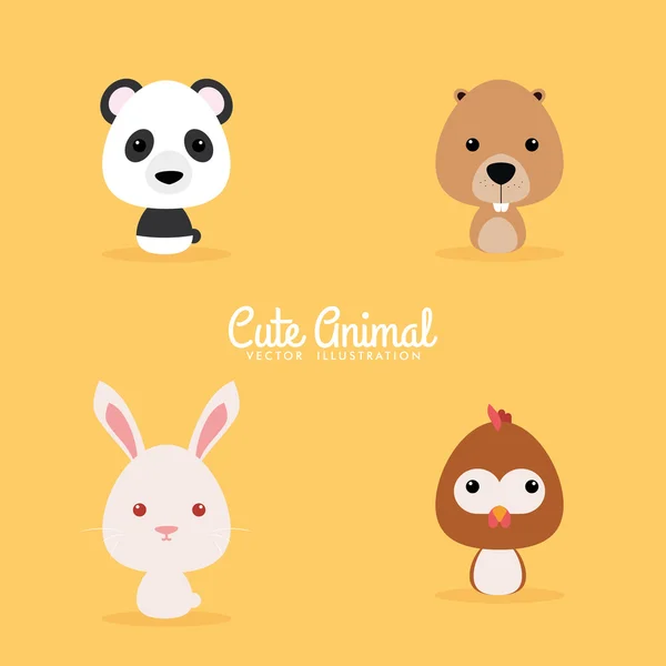 Cute Cartoon Wild animals — Stock Vector