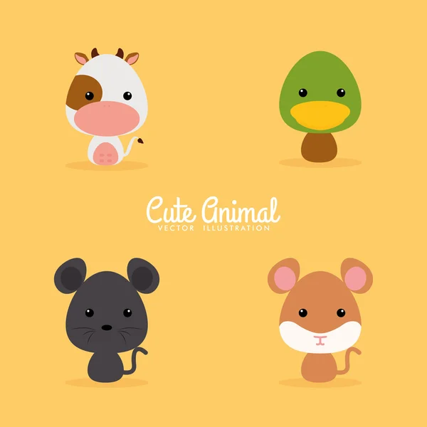 Animales salvajes de dibujos animados lindo — Vector de stock