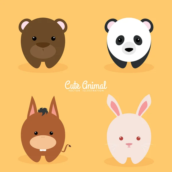 Cute Cartoon animals — Stock Vector