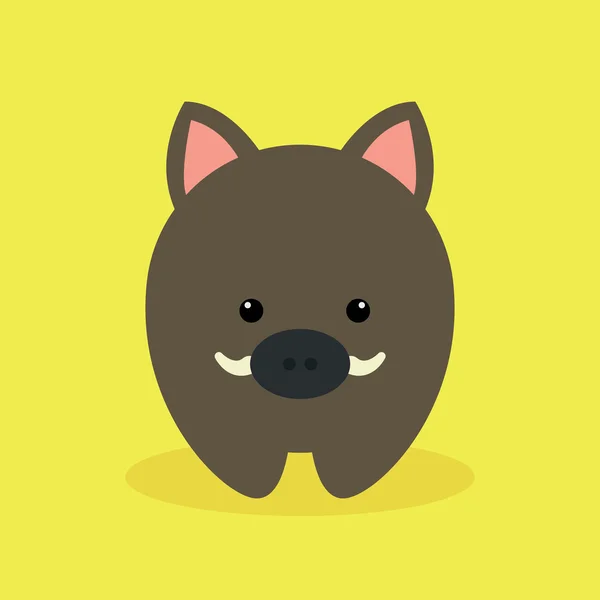 かわいい漫画の野生の豚 — ストックベクタ
