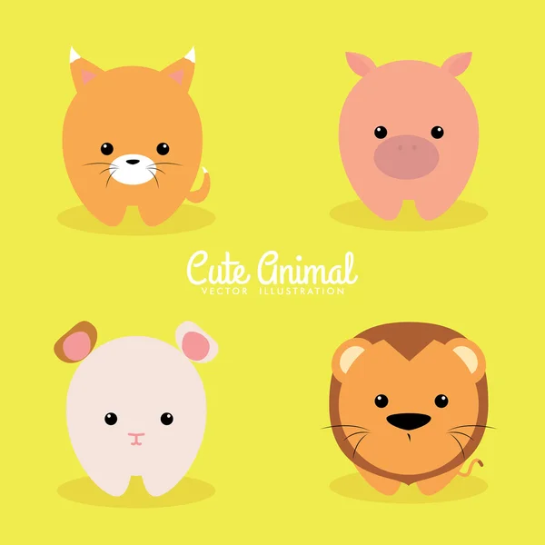 Cute Cartoon animals — Stock Vector