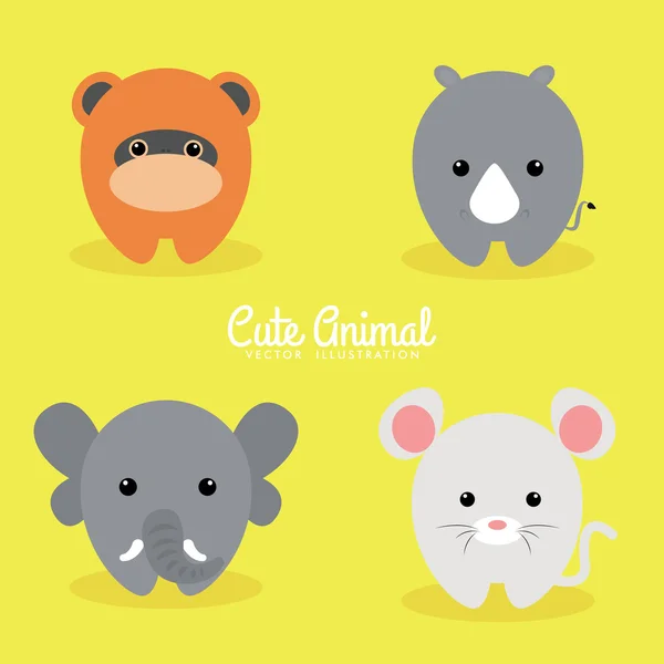 Animales de dibujos animados lindo — Vector de stock