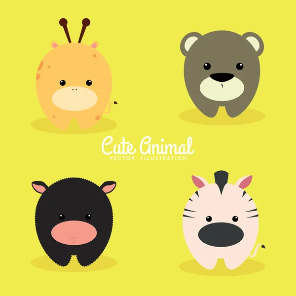 Cute Cartoon animals — Stock Vector