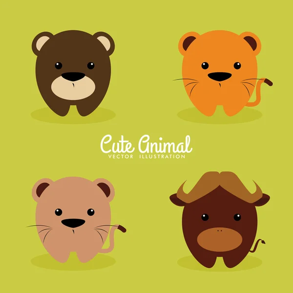 Cute Cartoon animals — Stock Vector