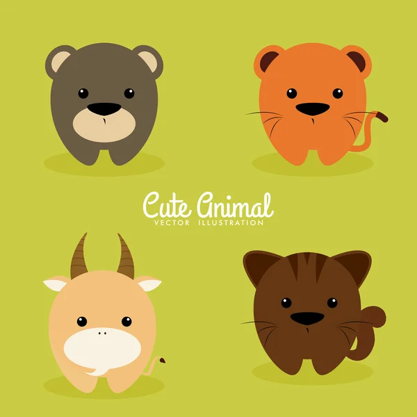 Animales de dibujos animados lindo — Vector de stock