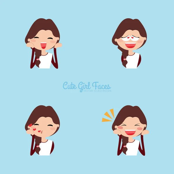 Girl expression faces — Stock Vector