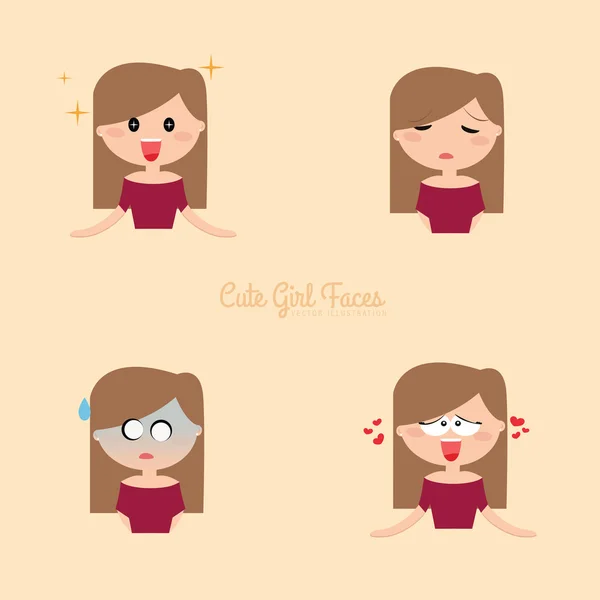 Expresión de chica caras — Vector de stock