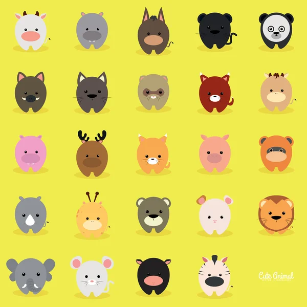 Animales de dibujos animados lindo — Vector de stock