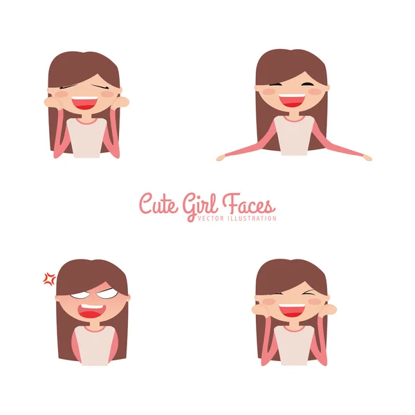 Girl expression faces — Stock Vector