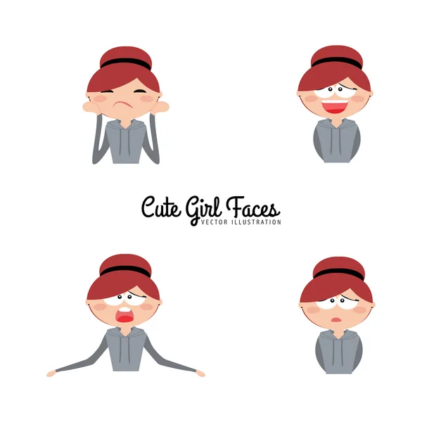 Expresión de chica caras — Vector de stock