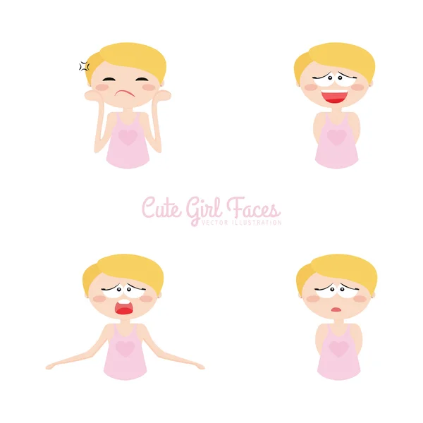 Girl expression faces — Stock Vector