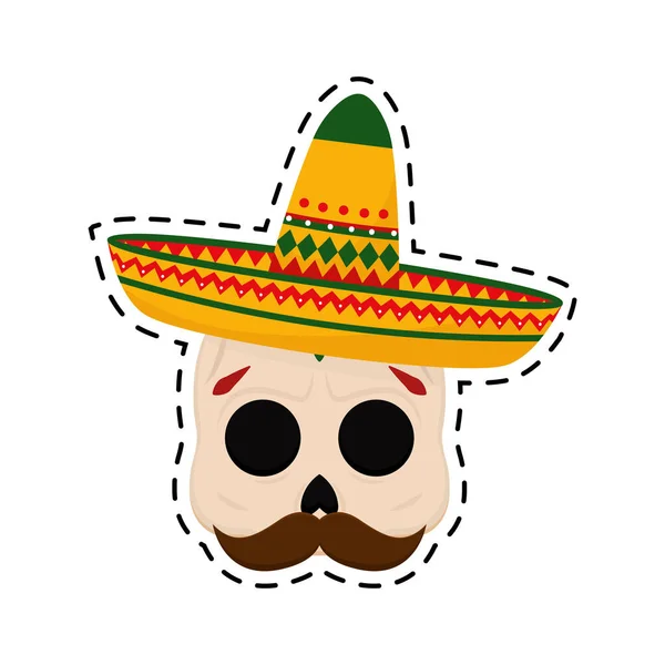 Crâne mexicain traditionnel — Image vectorielle