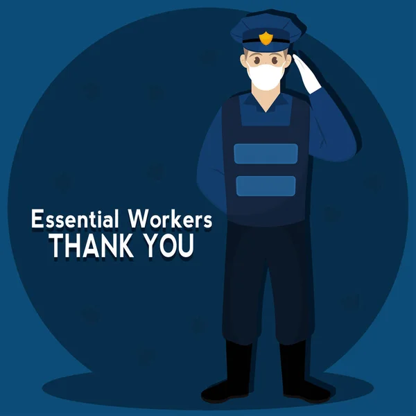 警察感谢你们这些重要的工作人员 — 图库矢量图片