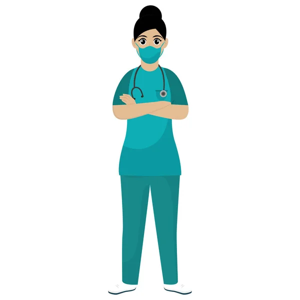 Απομονωμένη γυναίκα Χειρουργός ήρωας γιατρός — Διανυσματικό Αρχείο