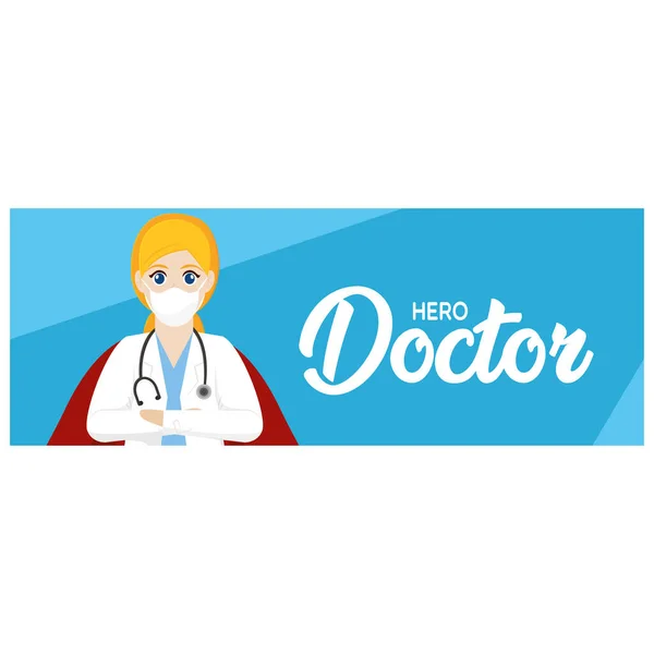 Banner médico heroe médico isolado — Vetor de Stock