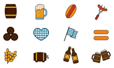 İzole edilmiş set Ekim Festivali simgeleri