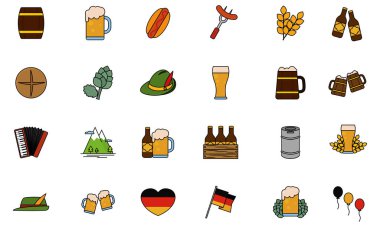 İzole edilmiş set Ekim Festivali simgeleri