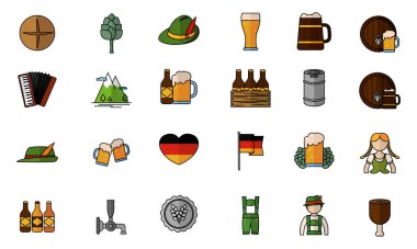 İzole edilmiş set Ekim Festivali simgeleri