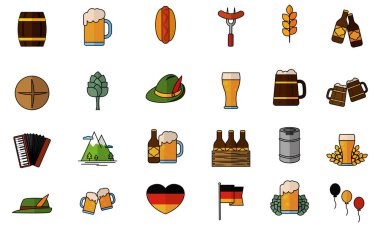 İzole edilmiş set Ekim Festivali simgeleri