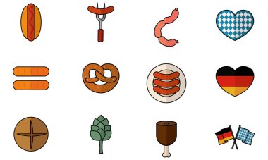 İzole edilmiş set Ekim Festivali simgeleri