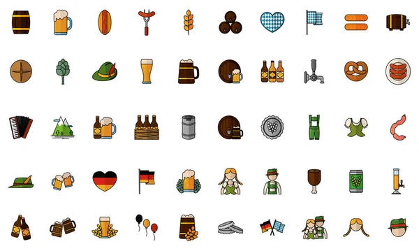 Geïsoleerde set oktober fest iconen — Stockvector