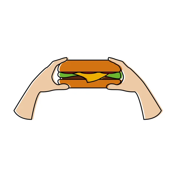 Isolado comer hambúrguer — Vetor de Stock
