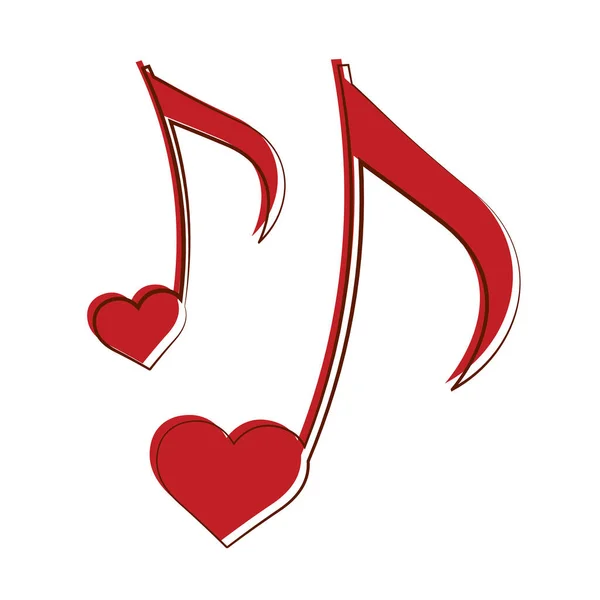 İzole edilmiş romantik kalp müziği — Stok Vektör