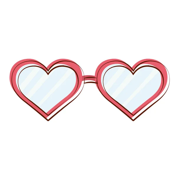 Lunettes de coeur romantiques isolées — Image vectorielle