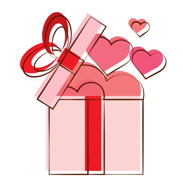 Isolé coeur cadeau romantique — Image vectorielle