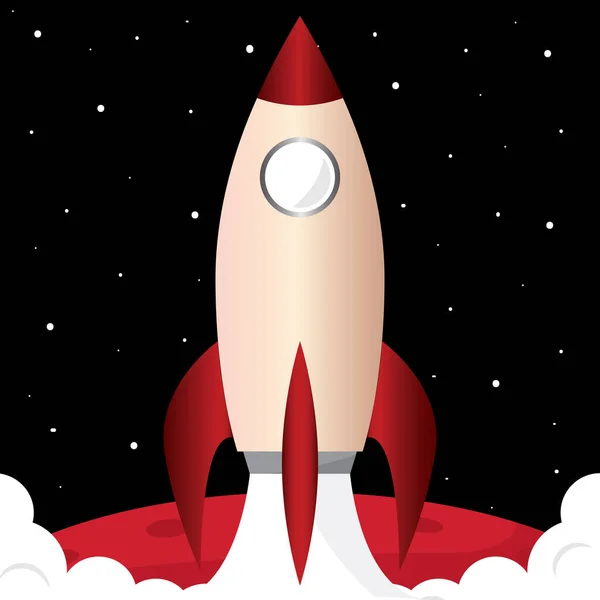 Космическая ракета красный путь в космос — стоковый вектор