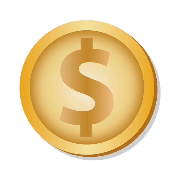 Ізольована монета долара — стоковий вектор