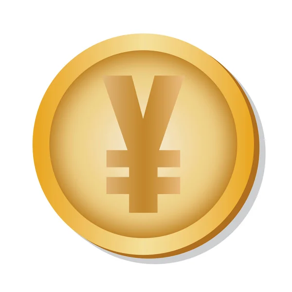 Pièce isolée en yen — Image vectorielle