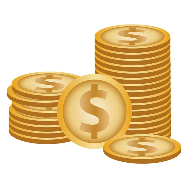 Isolated dollar coins — Stock Vector