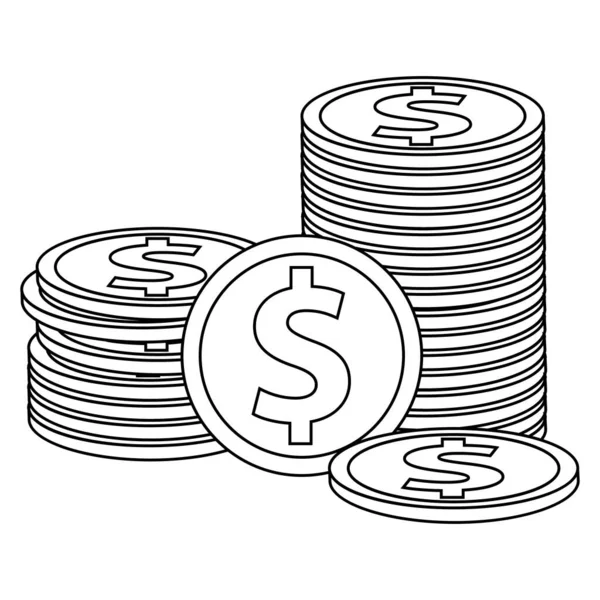 Pojedyncze monety w dolarach — Wektor stockowy