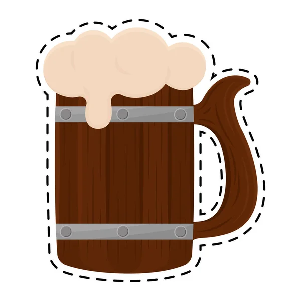 Çıkartmalı bira, tahta cam. — Stok Vektör