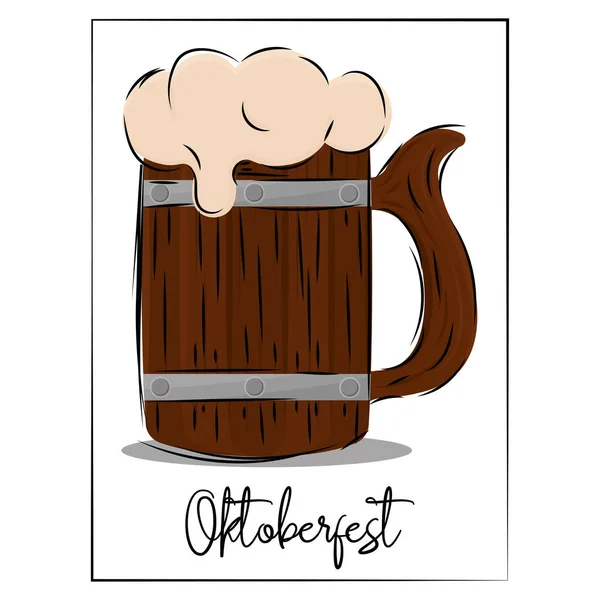 Picture beer wood glass — Stock Vector