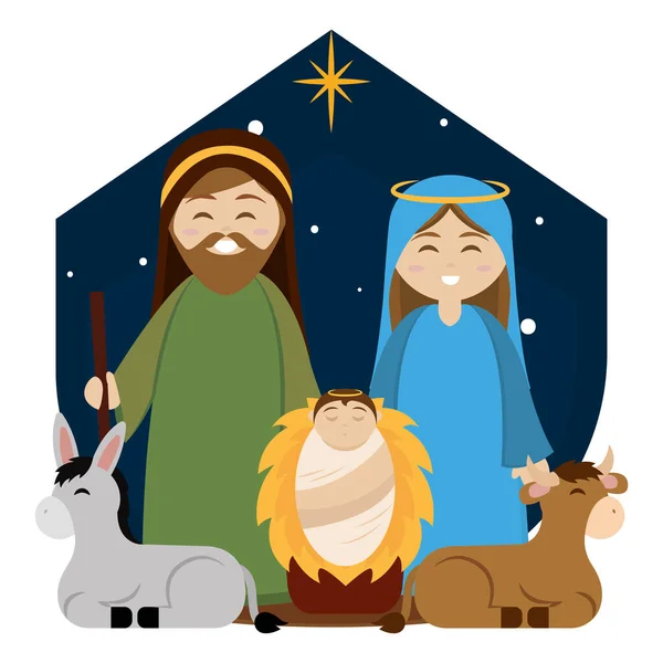 İsa 'nın doğumunun karikatürü — Stok Vektör