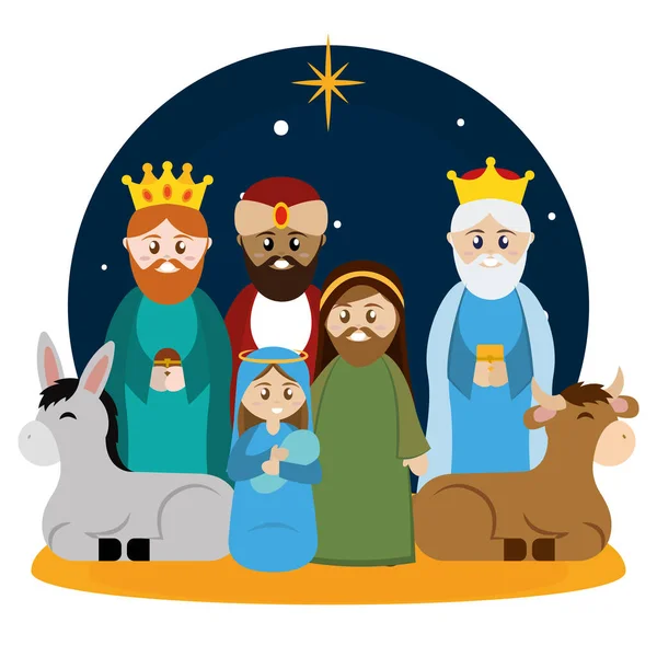 İsa 'nın doğumunun karikatürü — Stok Vektör