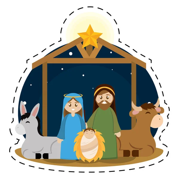 İsa 'nın doğuşunun çıkartması — Stok Vektör