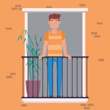 Balkon kızlık zarı tarzında bir adam.